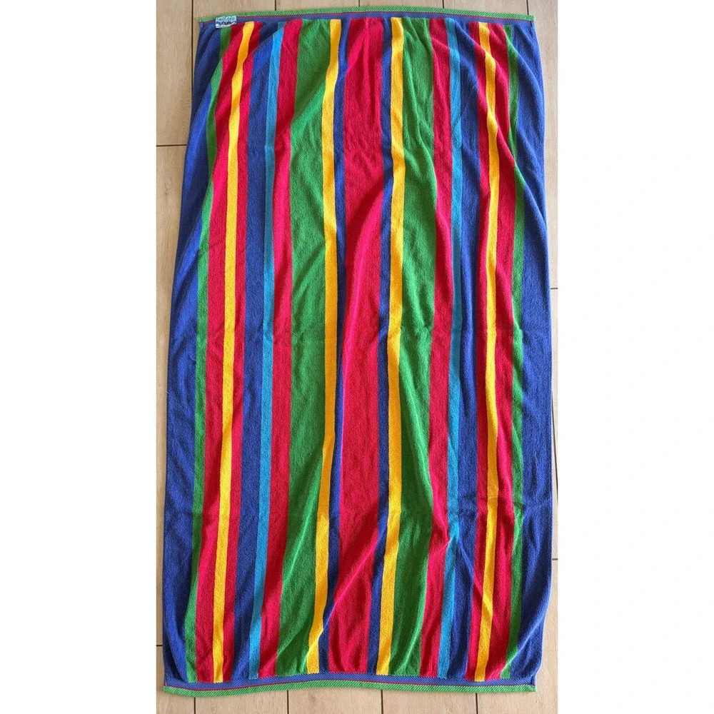 Cecil Saydah Company Vintage Striped Beach Towel 100% Cotton Multi-Color 31x61
